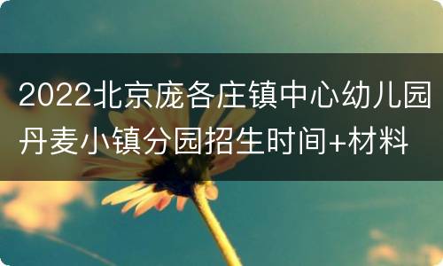 2022北京庞各庄镇中心幼儿园丹麦小镇分园招生时间+材料