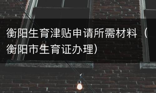 衡阳生育津贴申请所需材料（衡阳市生育证办理）