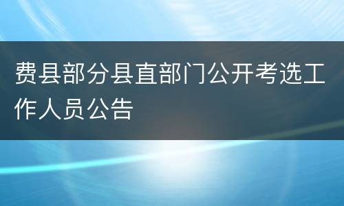 费县部分县直部门公开考选工作人员公告