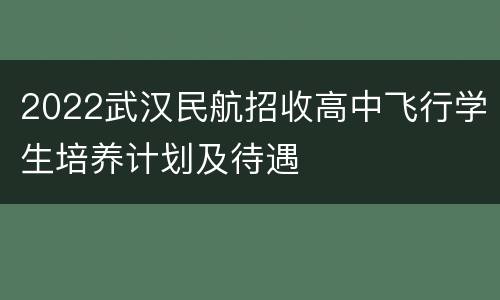 2022武汉民航招收高中飞行学生培养计划及待遇