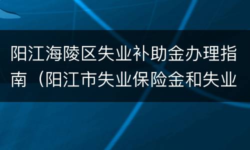 阳江海陵区失业补助金办理指南（阳江市失业保险金和失业补助金一共多少钱）
