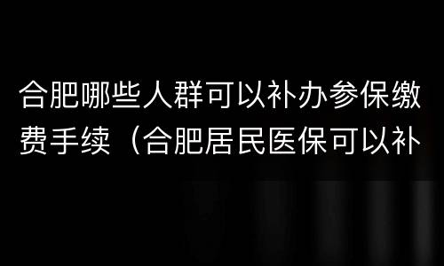 合肥哪些人群可以补办参保缴费手续（合肥居民医保可以补交吗）