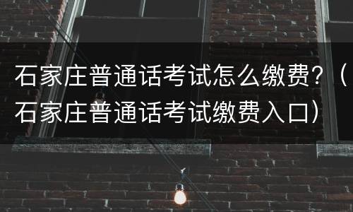 石家庄普通话考试怎么缴费?（石家庄普通话考试缴费入口）