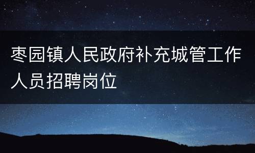 枣园镇人民政府补充城管工作人员招聘岗位