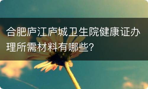 合肥庐江庐城卫生院健康证办理所需材料有哪些？