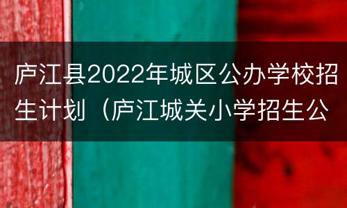 庐江县2022年城区公办学校招生计划（庐江城关小学招生公告2020）