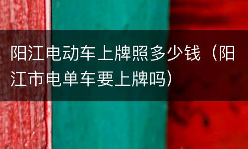 阳江电动车上牌照多少钱（阳江市电单车要上牌吗）