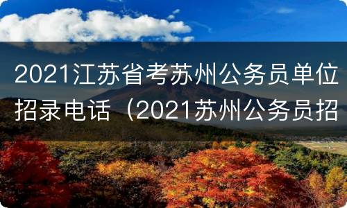 2021江苏省考苏州公务员单位招录电话（2021苏州公务员招录公告）