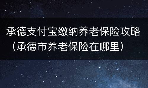 承德支付宝缴纳养老保险攻略（承德市养老保险在哪里）