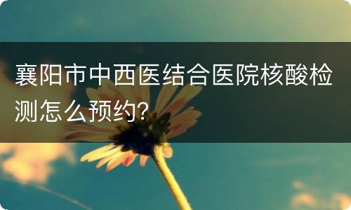 襄阳市中西医结合医院核酸检测怎么预约？
