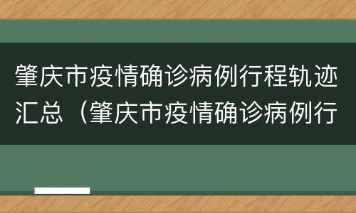 肇庆市疫情确诊病例行程轨迹汇总（肇庆市疫情确诊病例行程轨迹汇总图）