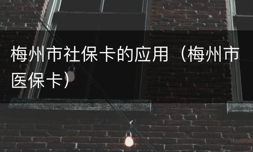 梅州市社保卡的应用（梅州市医保卡）