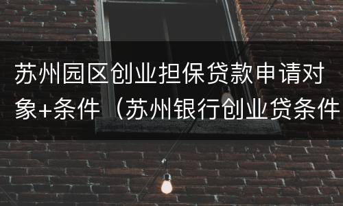 苏州园区创业担保贷款申请对象+条件（苏州银行创业贷条件）