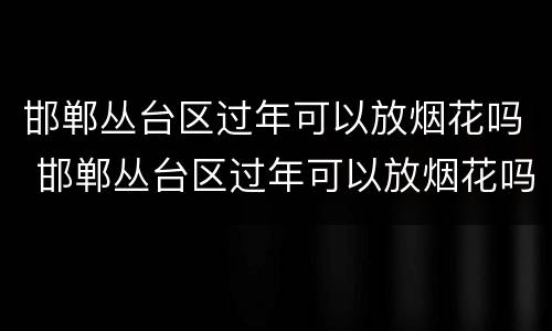 邯郸丛台区过年可以放烟花吗 邯郸丛台区过年可以放烟花吗现在