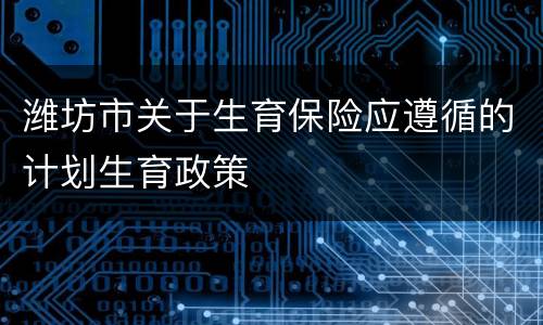 潍坊市关于生育保险应遵循的计划生育政策