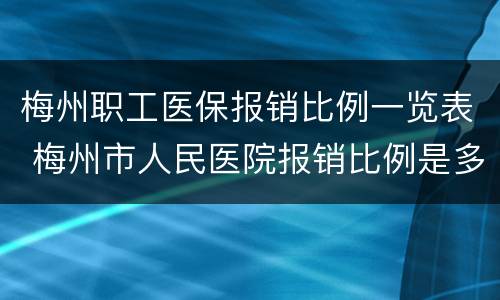 梅州职工医保报销比例一览表 梅州市人民医院报销比例是多少