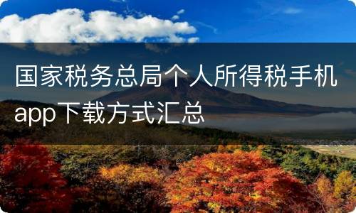 国家税务总局个人所得税手机app下载方式汇总