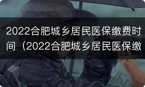 2022合肥城乡居民医保缴费时间（2022合肥城乡居民医保缴费时间是多少）