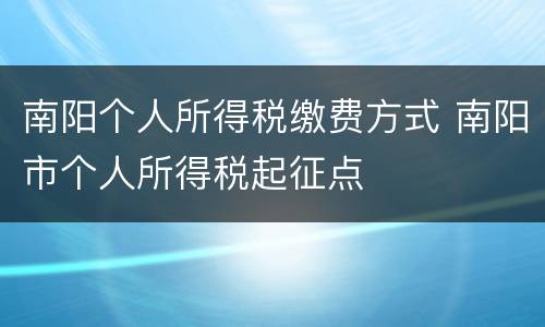 南阳个人所得税缴费方式 南阳市个人所得税起征点