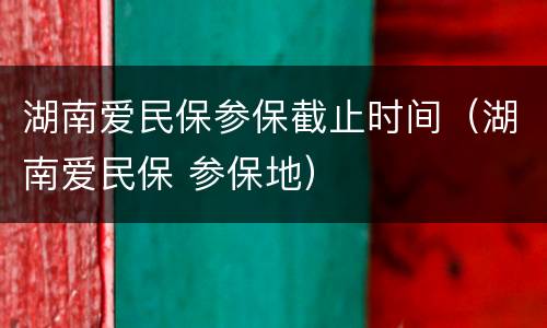 湖南爱民保参保截止时间（湖南爱民保 参保地）
