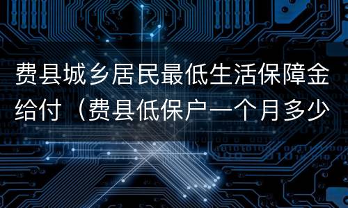 费县城乡居民最低生活保障金给付（费县低保户一个月多少钱）