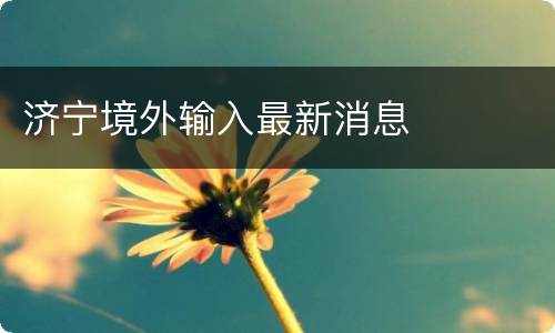济宁境外输入最新消息