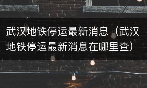 武汉地铁停运最新消息（武汉地铁停运最新消息在哪里查）