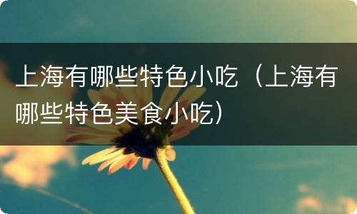 上海有哪些特色小吃（上海有哪些特色美食小吃）