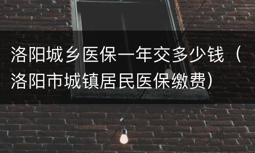洛阳城乡医保一年交多少钱（洛阳市城镇居民医保缴费）