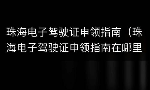 珠海电子驾驶证申领指南（珠海电子驾驶证申领指南在哪里）
