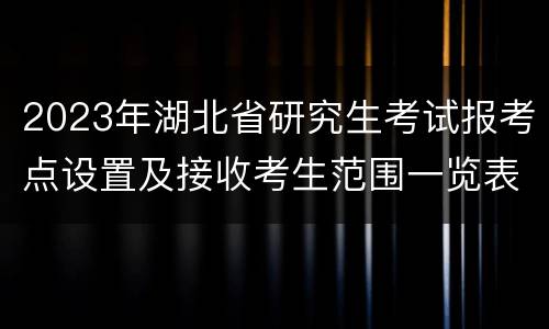 2023年湖北省研究生考试报考点设置及接收考生范围一览表