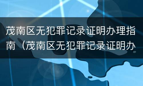 茂南区无犯罪记录证明办理指南（茂南区无犯罪记录证明办理指南在哪里）