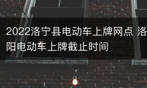 2022洛宁县电动车上牌网点 洛阳电动车上牌截止时间