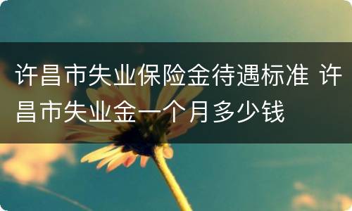 许昌市失业保险金待遇标准 许昌市失业金一个月多少钱
