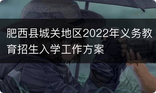 肥西县城关地区2022年义务教育招生入学工作方案