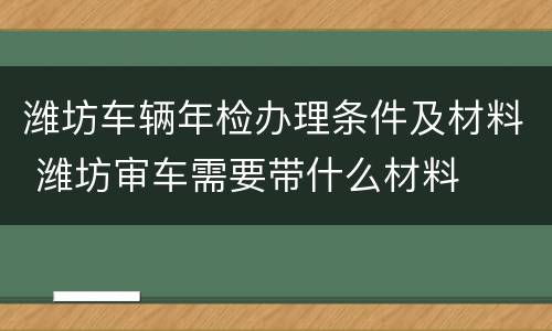 潍坊车辆年检办理条件及材料 潍坊审车需要带什么材料