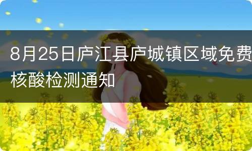 8月25日庐江县庐城镇区域免费核酸检测通知