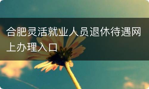 合肥灵活就业人员退休待遇网上办理入口