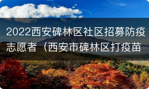 2022西安碑林区社区招募防疫志愿者（西安市碑林区打疫苗）