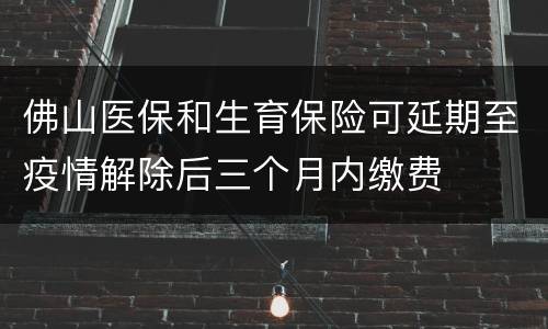 佛山医保和生育保险可延期至疫情解除后三个月内缴费