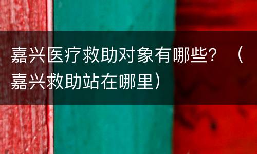 嘉兴医疗救助对象有哪些？（嘉兴救助站在哪里）