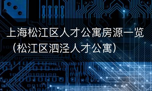 上海松江区人才公寓房源一览（松江区泗泾人才公寓）