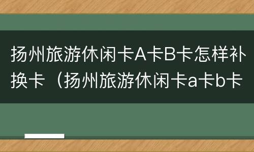 扬州旅游休闲卡A卡B卡怎样补换卡（扬州旅游休闲卡a卡b卡怎样补换卡呢）