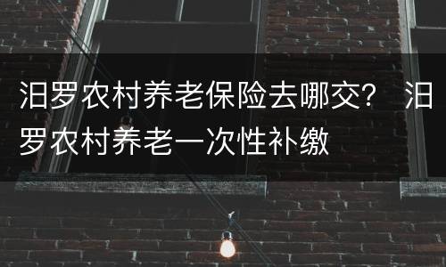 汨罗农村养老保险去哪交？ 汨罗农村养老一次性补缴