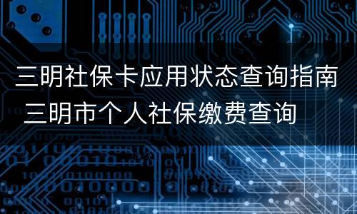 三明社保卡应用状态查询指南 三明市个人社保缴费查询