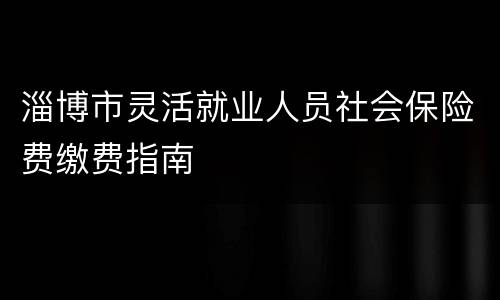 淄博市灵活就业人员社会保险费缴费指南
