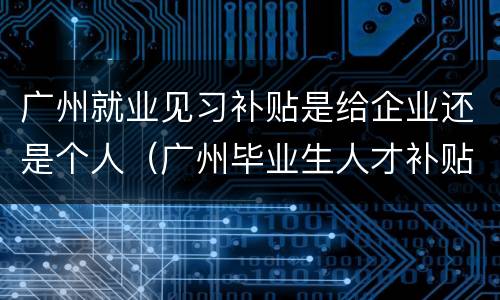 广州就业见习补贴是给企业还是个人（广州毕业生人才补贴）