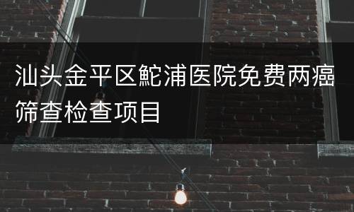 汕头金平区鮀浦医院免费两癌筛查检查项目