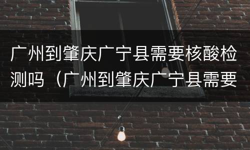 广州到肇庆广宁县需要核酸检测吗（广州到肇庆广宁县需要核酸检测吗今天）
