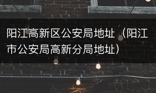 阳江高新区公安局地址（阳江市公安局高新分局地址）
